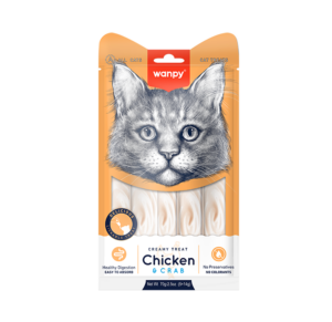 Wanpy Creamy Chicken and Crab Lickable Cat Treats - 5 x 14 g